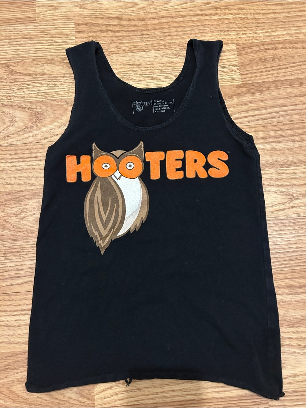 Hooters Black Tank with Orange Logo and Brown Owl